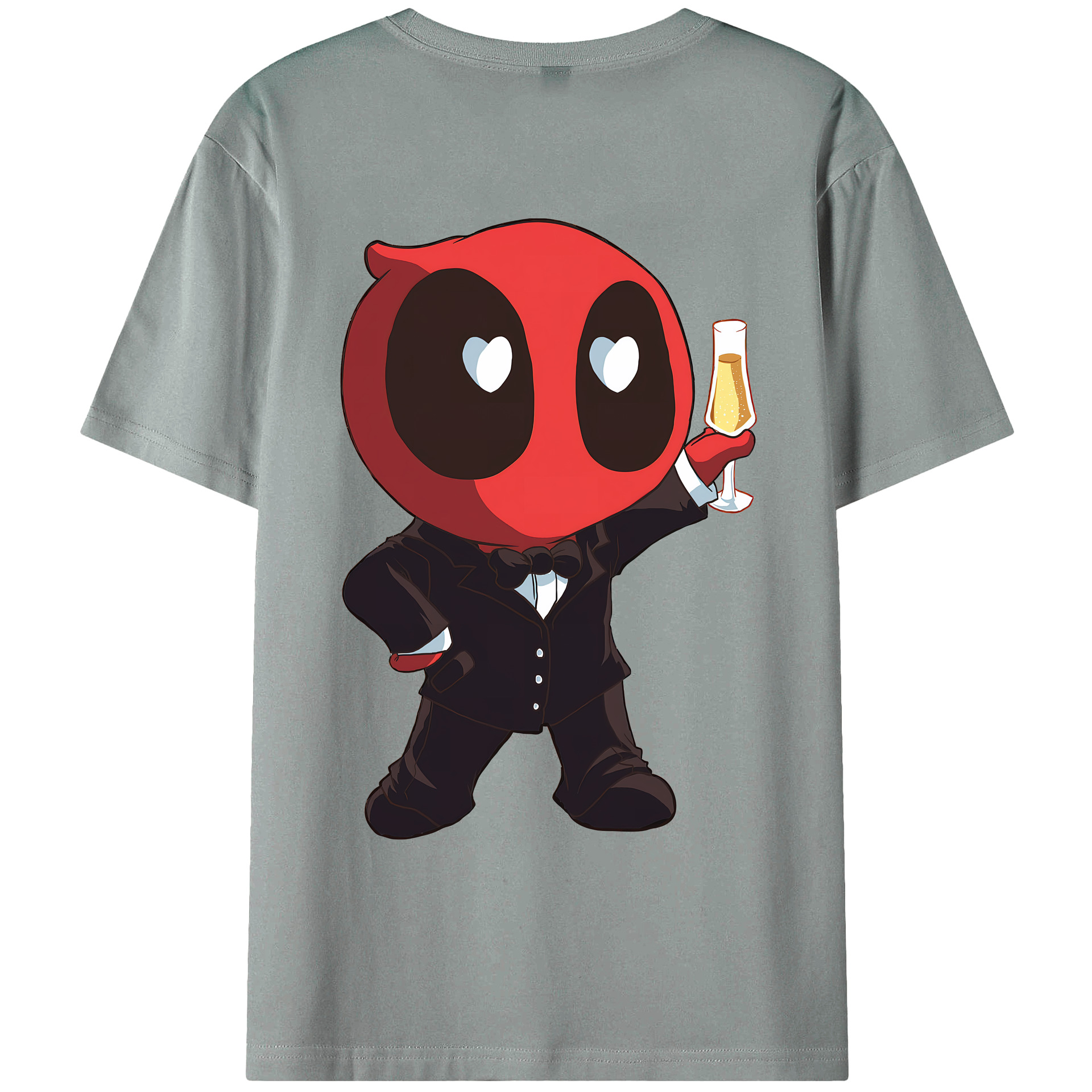 （画像用） Deadpool デッドプール 綿100％ メンズ半袖Tシャツ（バックプリント） 通気性